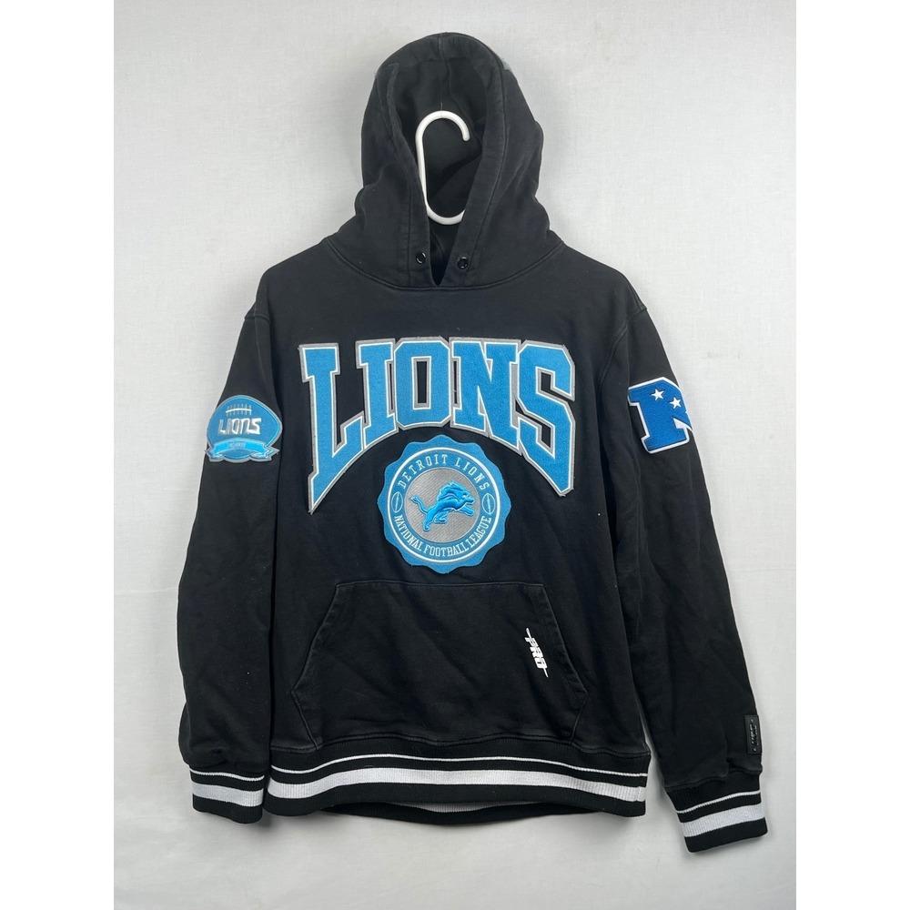 Pro Standard Detroit Lions Hoodie Black Chenille Patch Mens Size M NFL Pullover